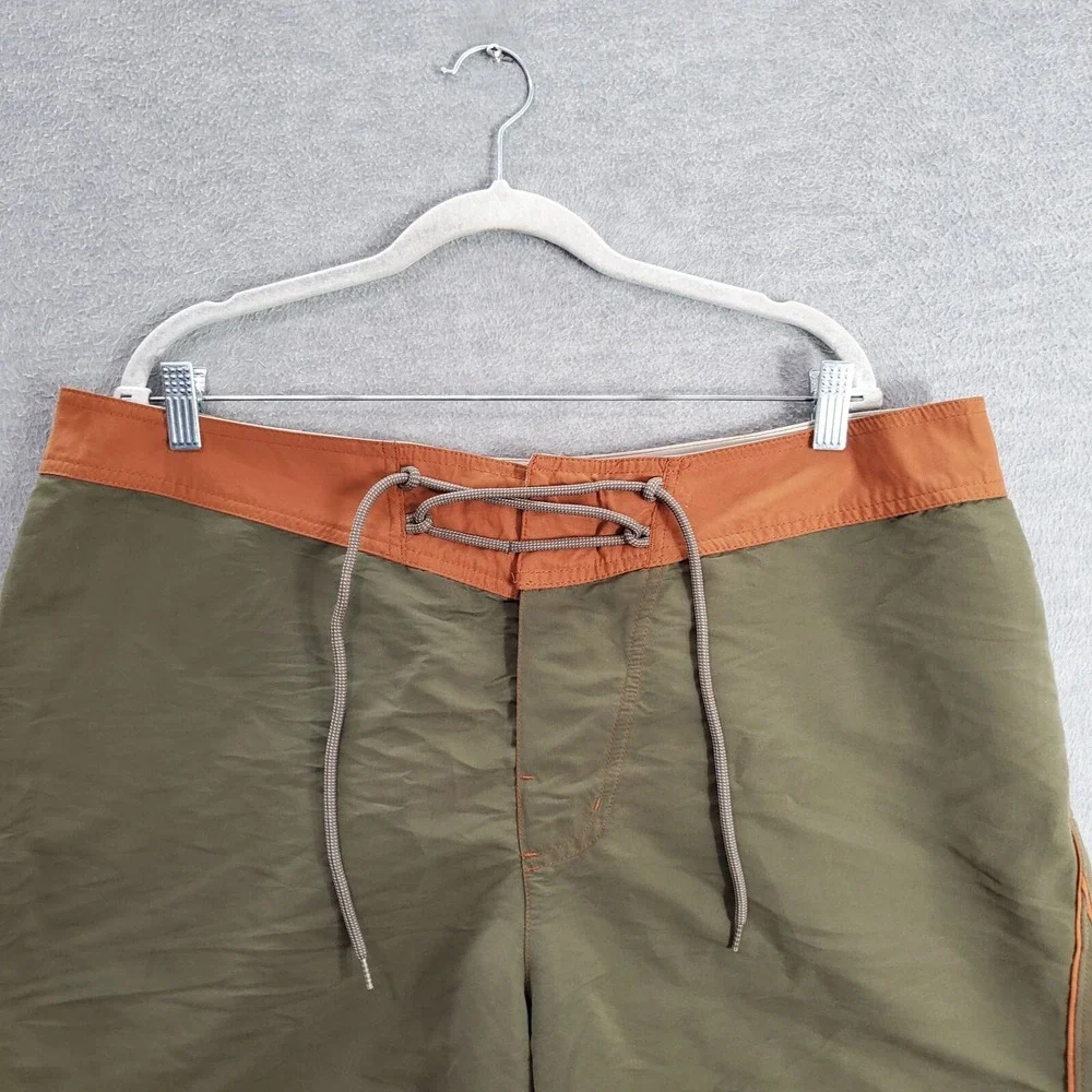 Columbia Men Swimwear 38 Green‎ Board Shorts Y2K Drawstring Pockets 11